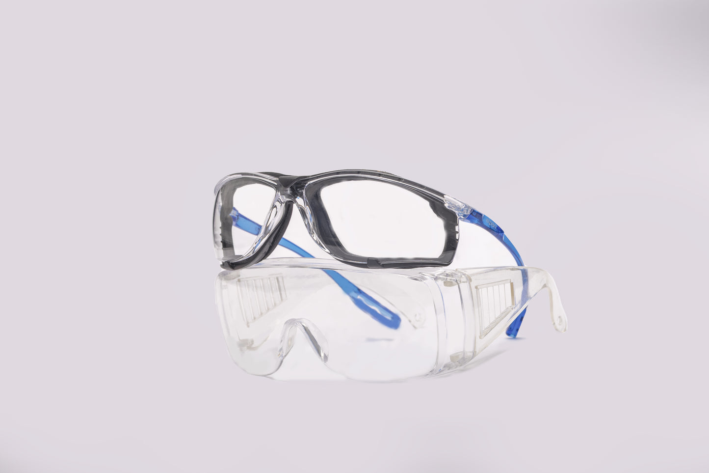 Safety Goggles, Navy Blue, Crystal Clear Lens with Foam Gasket