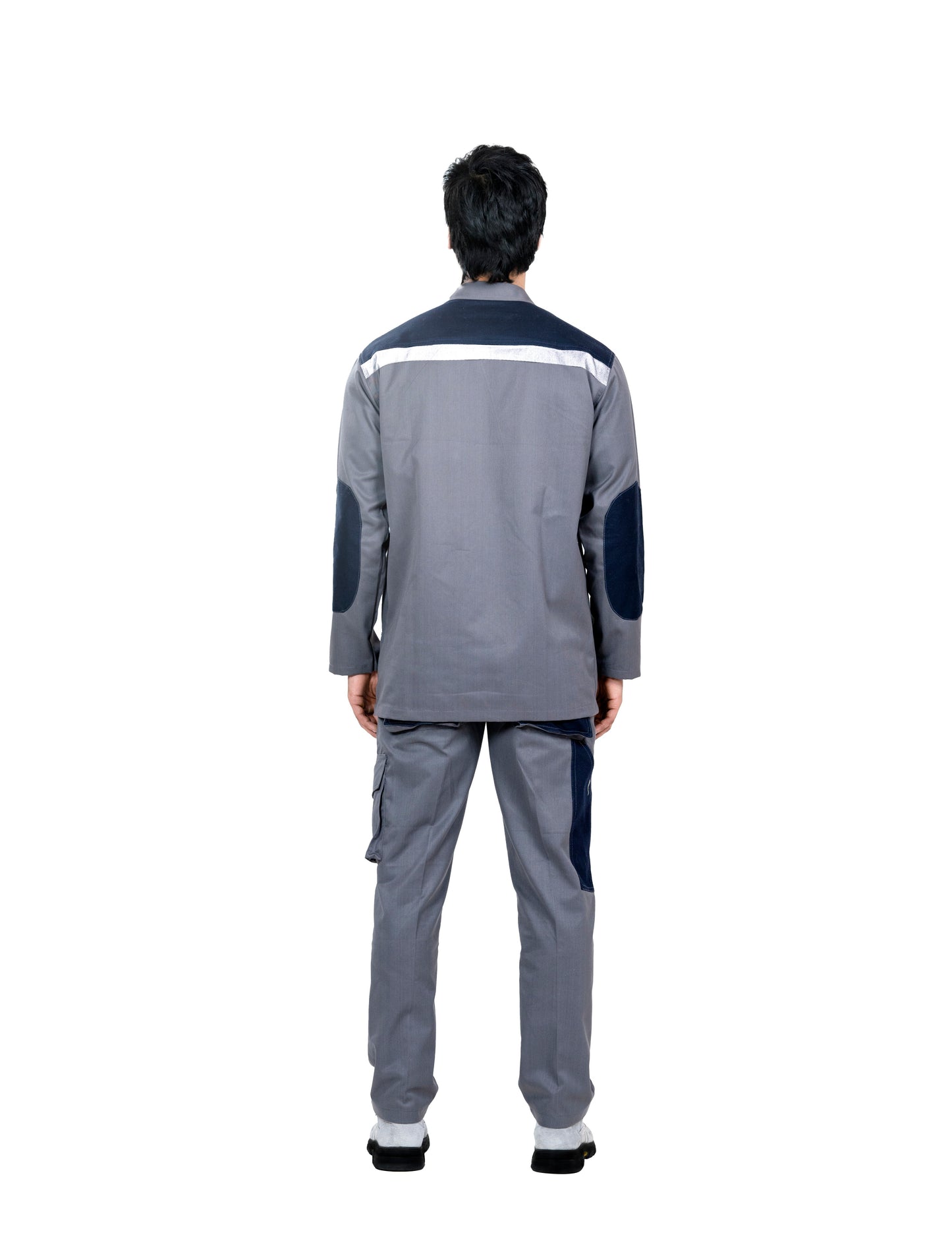 Industrial 2 Piece Coverall with Multiple Pockets | GSM -220 | Industrial Grey with Neon Strips