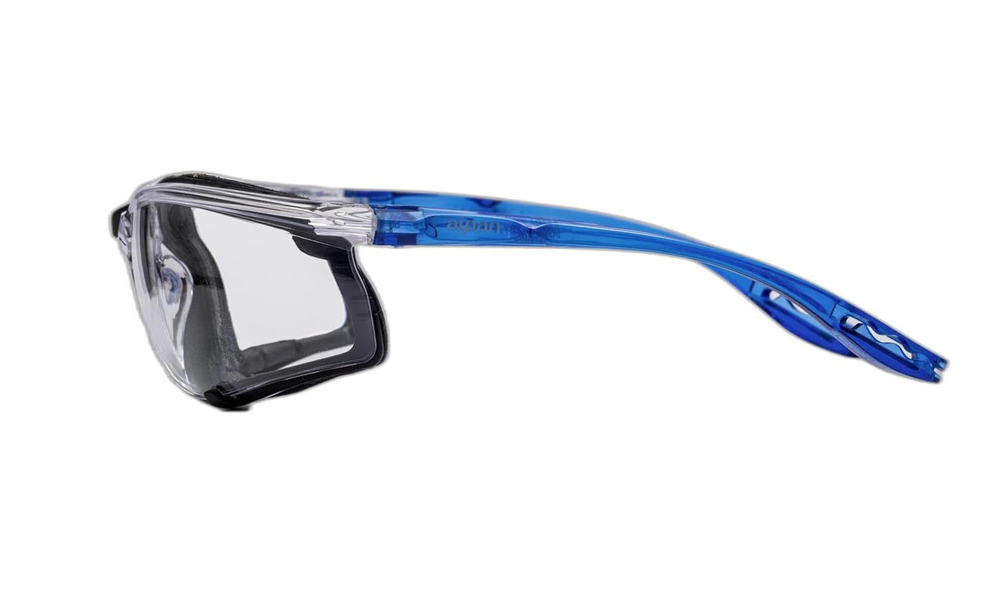Safety Goggles, Navy Blue, Crystal Clear Lens with Foam Gasket