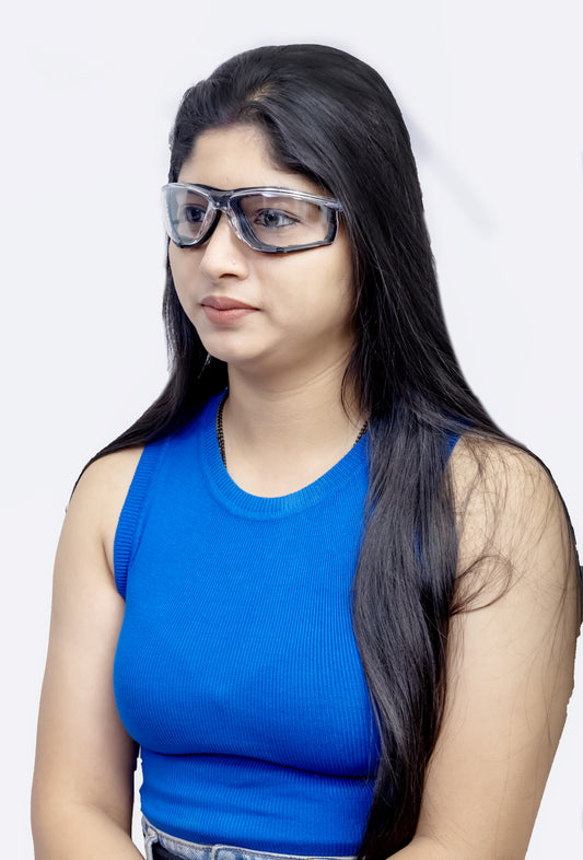 Safety Goggles, Navy Blue, Crystal Clear Lens with Foam Gasket