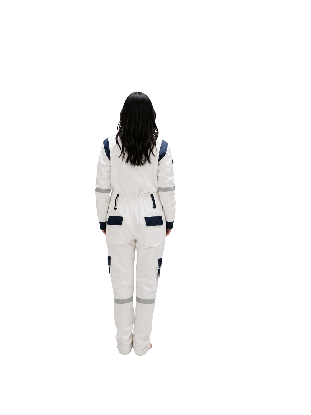 Women's Hi-Vis Safety Coverall | White/Navy | Protective Wear