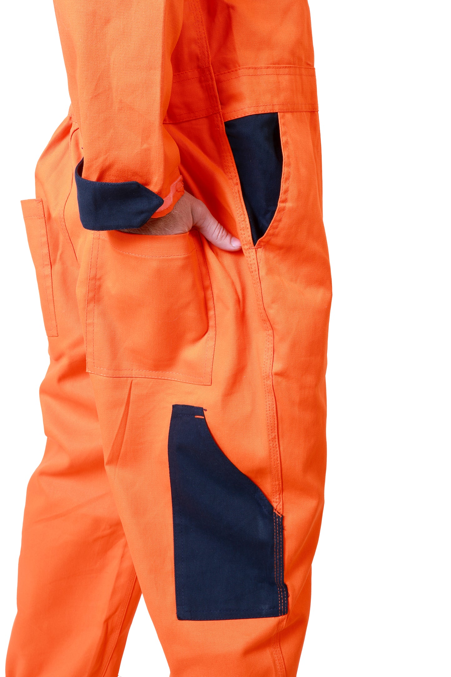 100% Cotton Safety Coverall | 260 GSM with Peach Weave | High-Visibility Orange