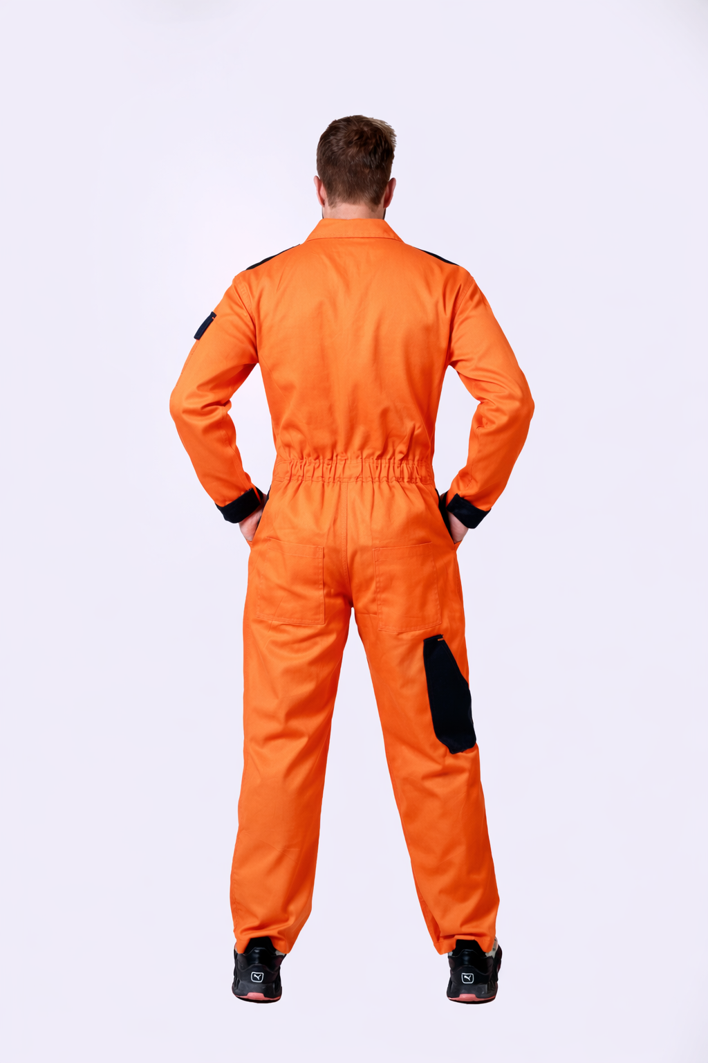 100% Cotton Safety Coverall | 260 GSM with Peach Weave | High-Visibility Orange