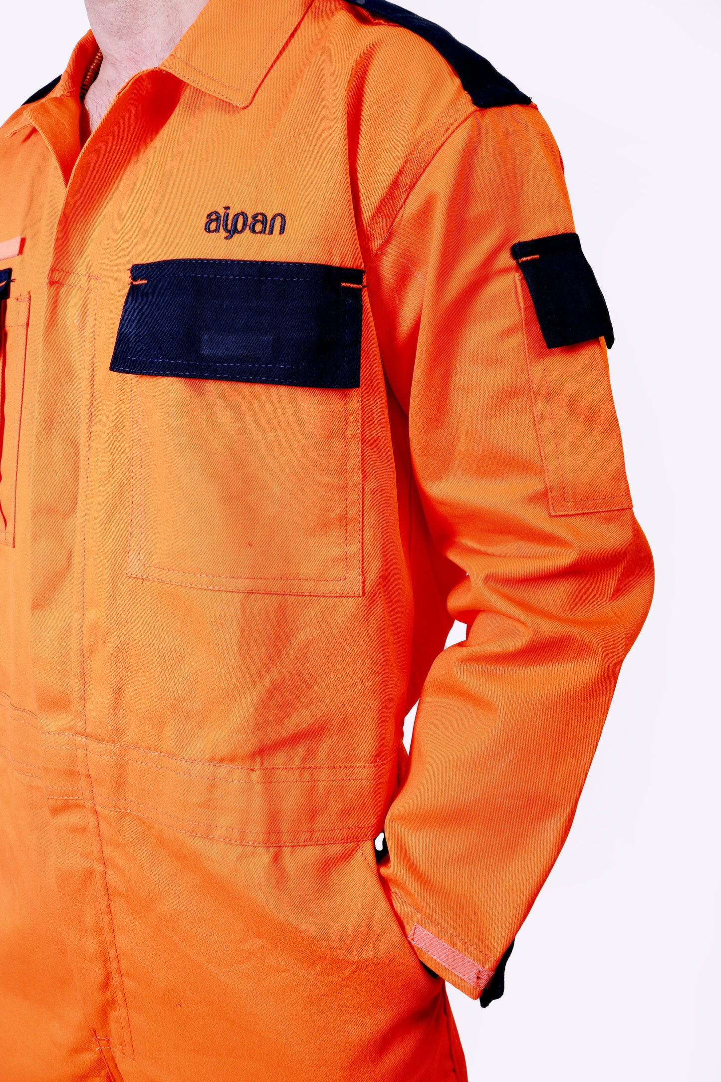 100% Cotton Safety Coverall | 260 GSM with Peach Weave | High-Visibility Orange