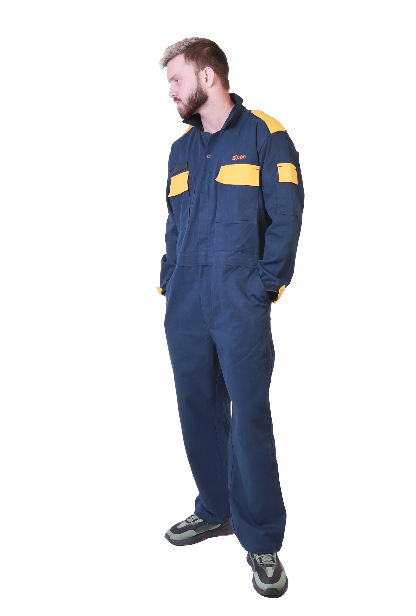 100% Cotton Safety Coverall | 260 GSM with Peach Weave | Industrial Blue